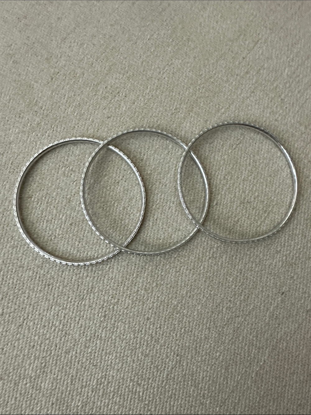 Silver Textured Bangle Bracelet Set - Women's Jewelry